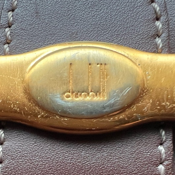 Dunhill Authentic Clutch Bag Second Bag Gray Brown Leather Green Plaid Lining! - Picture 12 of 14